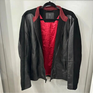 CADOGAN Men's Black Leather Jacket Biker Bomber Coat Size Medium